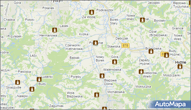 mapa Nowy Borek gmina Błażowa, Nowy Borek gmina Błażowa na mapie Targeo