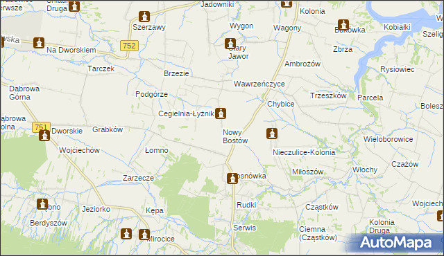 mapa Nowy Bostów, Nowy Bostów na mapie Targeo