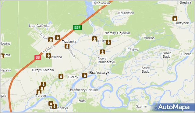 mapa Nowy Brańszczyk, Nowy Brańszczyk na mapie Targeo