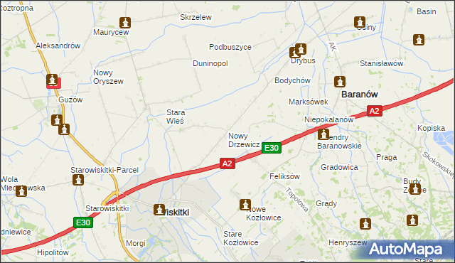 mapa Nowy Drzewicz, Nowy Drzewicz na mapie Targeo