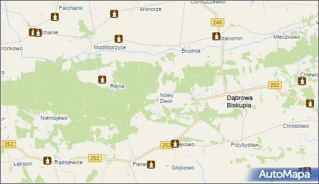 mapa Nowy Dwór gmina Dąbrowa Biskupia, Nowy Dwór gmina Dąbrowa Biskupia na mapie Targeo