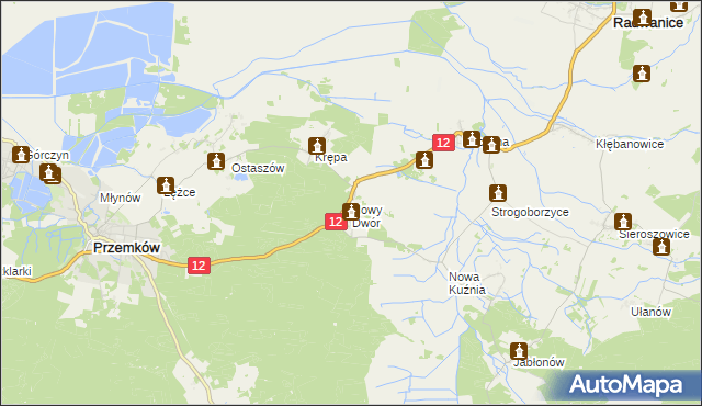 mapa Nowy Dwór gmina Radwanice, Nowy Dwór gmina Radwanice na mapie Targeo