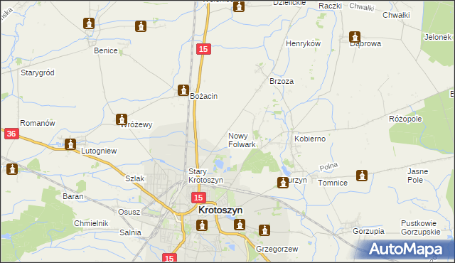 mapa Nowy Folwark gmina Krotoszyn, Nowy Folwark gmina Krotoszyn na mapie Targeo