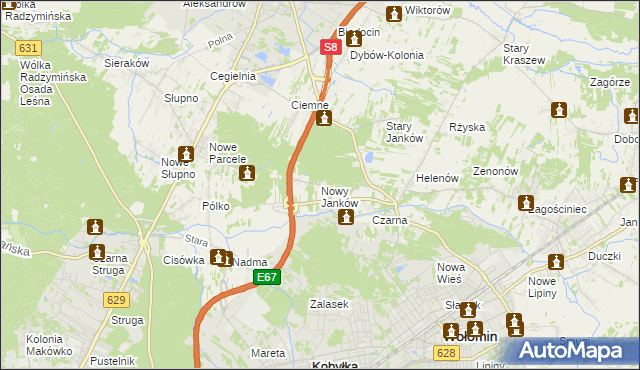 mapa Nowy Janków, Nowy Janków na mapie Targeo