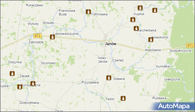 mapa Nowy Janów gmina Janów, Nowy Janów gmina Janów na mapie Targeo