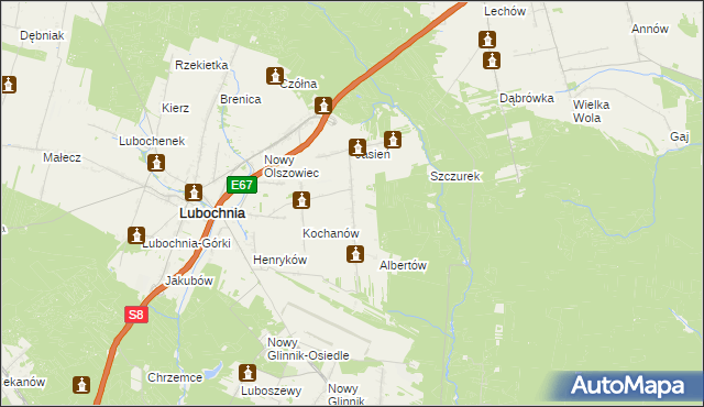 mapa Nowy Jasień, Nowy Jasień na mapie Targeo