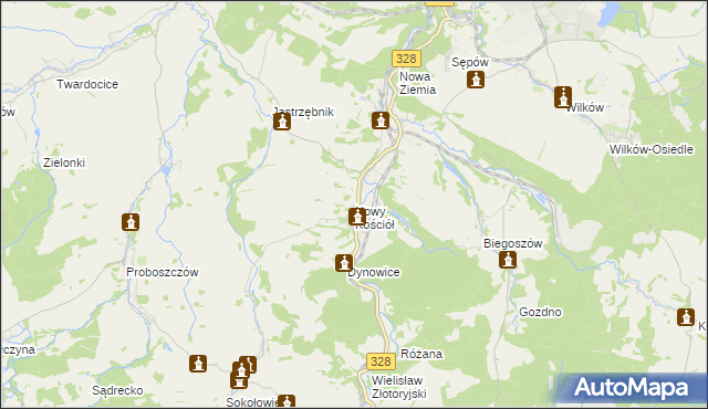 mapa Nowy Kościół, Nowy Kościół na mapie Targeo