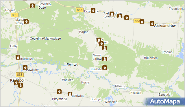 mapa Nowy Lipowiec, Nowy Lipowiec na mapie Targeo