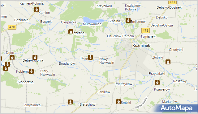 mapa Nowy Nakwasin, Nowy Nakwasin na mapie Targeo