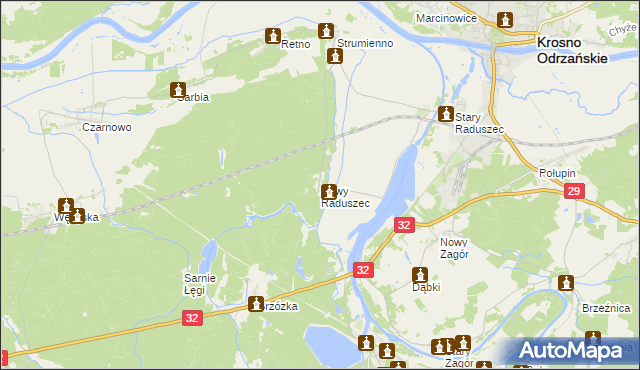 mapa Nowy Raduszec, Nowy Raduszec na mapie Targeo