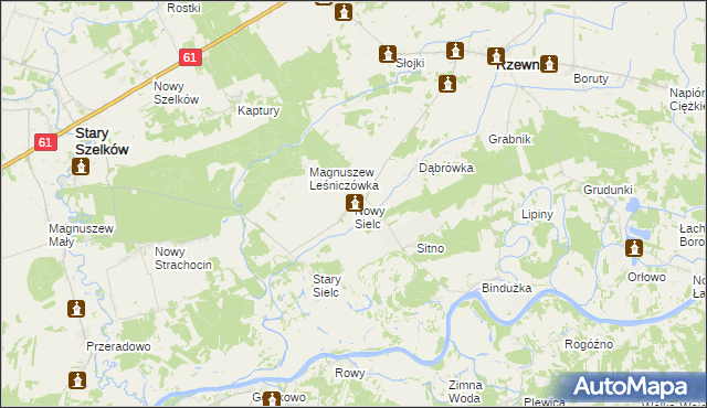 mapa Nowy Sielc gmina Rzewnie, Nowy Sielc gmina Rzewnie na mapie Targeo