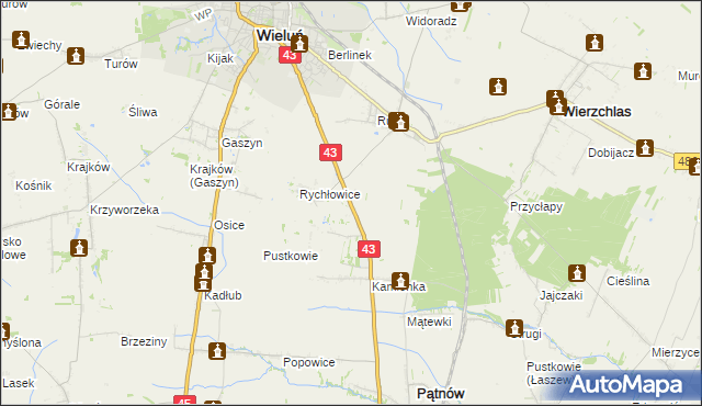 mapa Nowy Świat gmina Wieluń, Nowy Świat gmina Wieluń na mapie Targeo