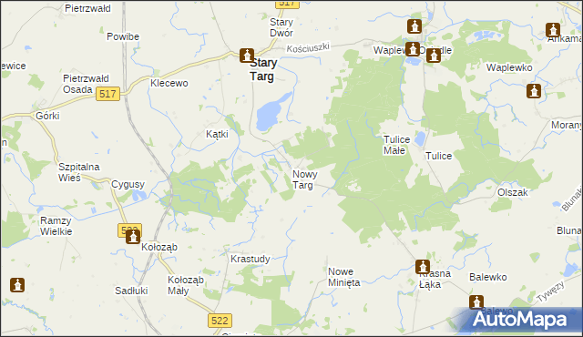 mapa Nowy Targ gmina Stary Targ, Nowy Targ gmina Stary Targ na mapie Targeo