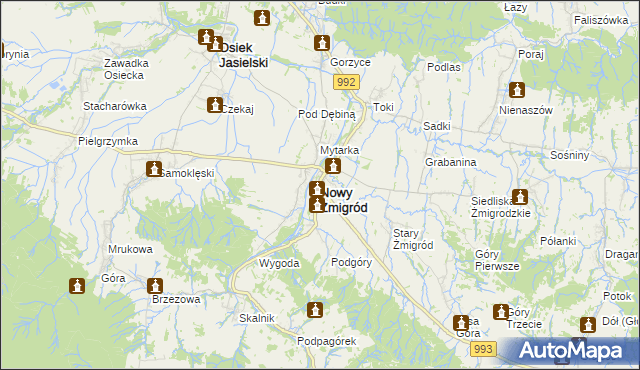 mapa Nowy Żmigród, Nowy Żmigród na mapie Targeo