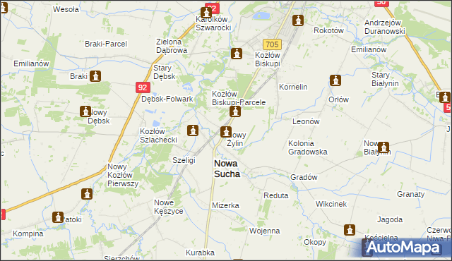 mapa Nowy Żylin, Nowy Żylin na mapie Targeo