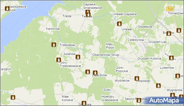 mapa Obarzanków-Strugi, Obarzanków-Strugi na mapie Targeo