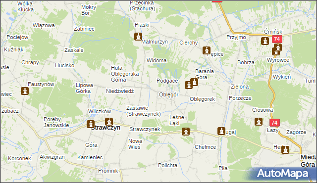 mapa Oblęgór, Oblęgór na mapie Targeo