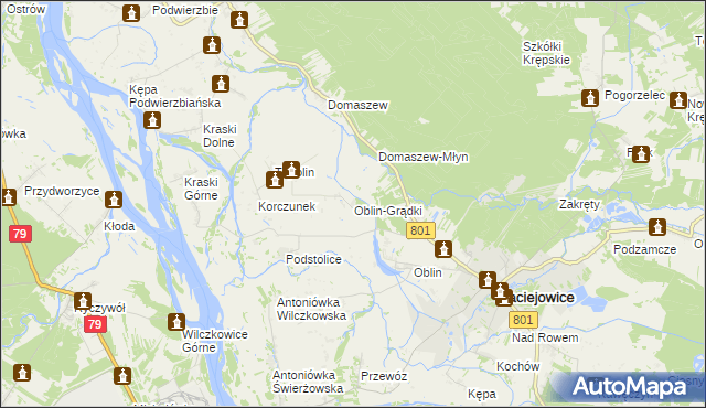 mapa Oblin-Grądki, Oblin-Grądki na mapie Targeo