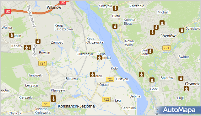 mapa Obórki gmina Konstancin-Jeziorna, Obórki gmina Konstancin-Jeziorna na mapie Targeo