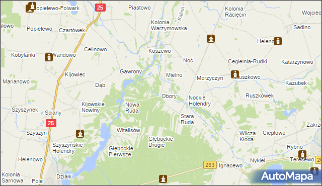 mapa Obory gmina Wierzbinek, Obory gmina Wierzbinek na mapie Targeo