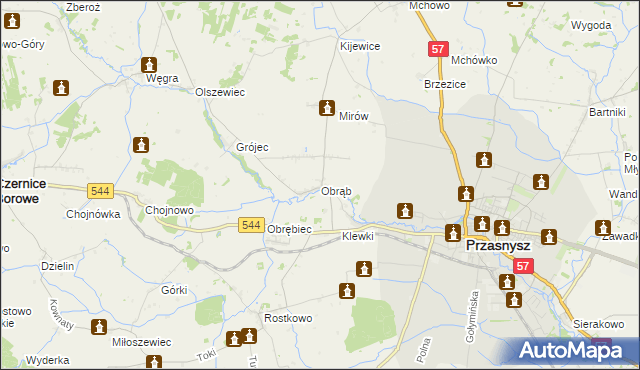 mapa Obrąb gmina Przasnysz, Obrąb gmina Przasnysz na mapie Targeo