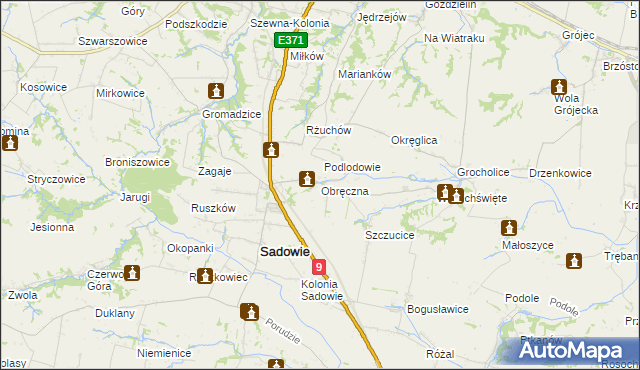 mapa Obręczna, Obręczna na mapie Targeo