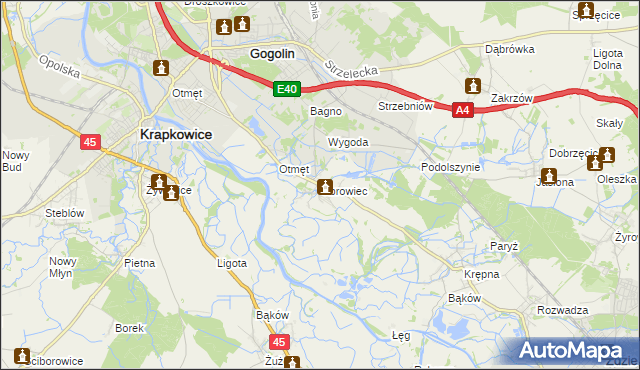 mapa Obrowiec gmina Gogolin, Obrowiec gmina Gogolin na mapie Targeo