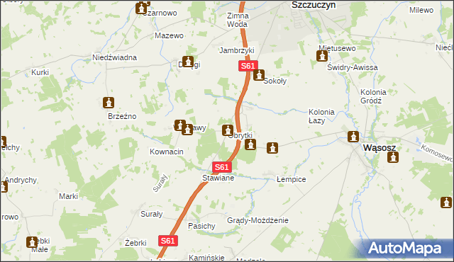 mapa Obrytki gmina Szczuczyn, Obrytki gmina Szczuczyn na mapie Targeo