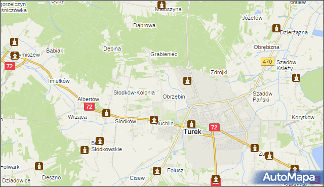 mapa Obrzębin, Obrzębin na mapie Targeo