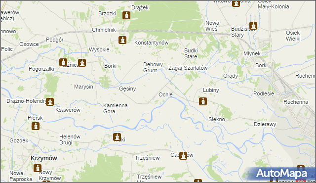 mapa Ochle gmina Koło, Ochle gmina Koło na mapie Targeo