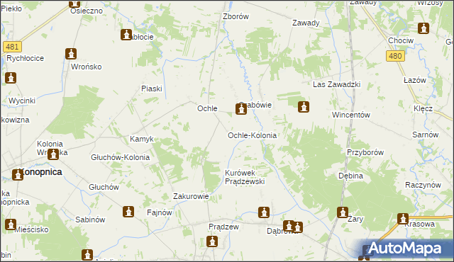 mapa Ochle-Kolonia, Ochle-Kolonia na mapie Targeo