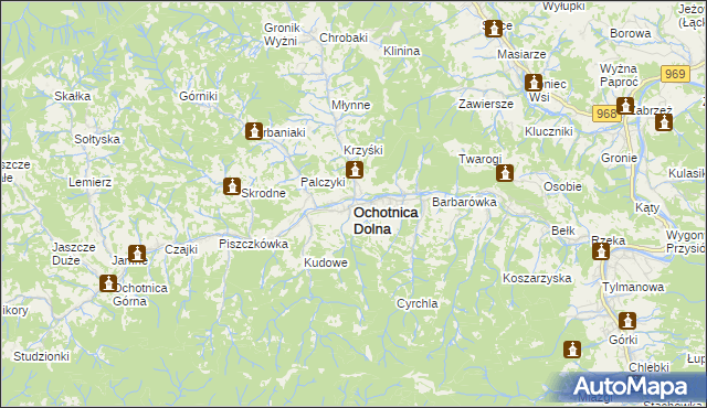 mapa Ochotnica Dolna, Ochotnica Dolna na mapie Targeo