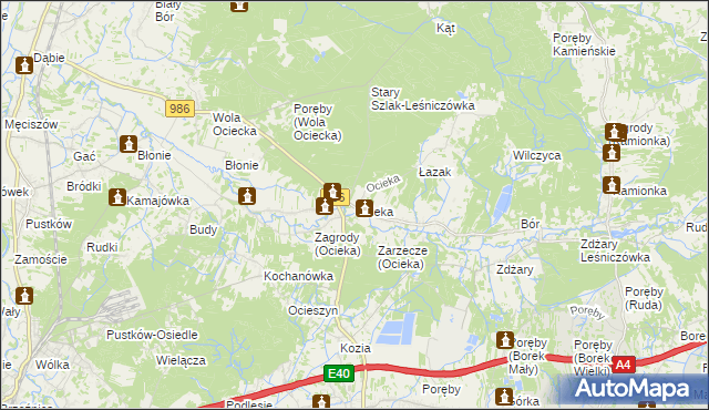 mapa Ocieka, Ocieka na mapie Targeo