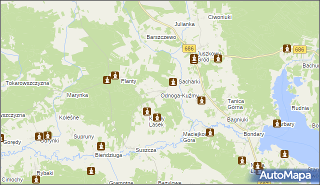 mapa Odnoga-Kuźmy, Odnoga-Kuźmy na mapie Targeo