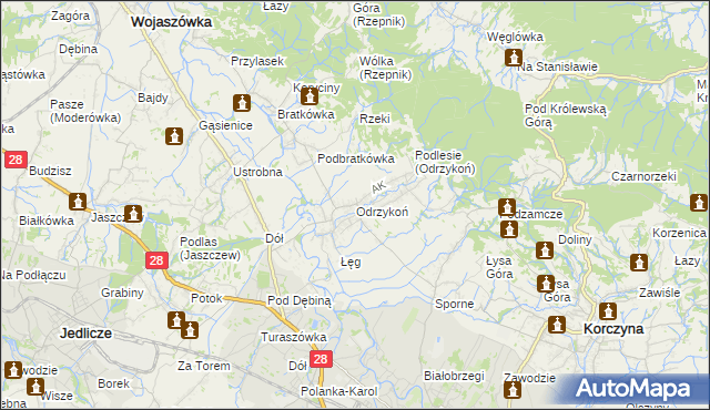 mapa Odrzykoń, Odrzykoń na mapie Targeo