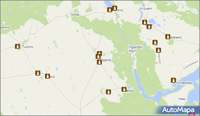 mapa Ogardy, Ogardy na mapie Targeo