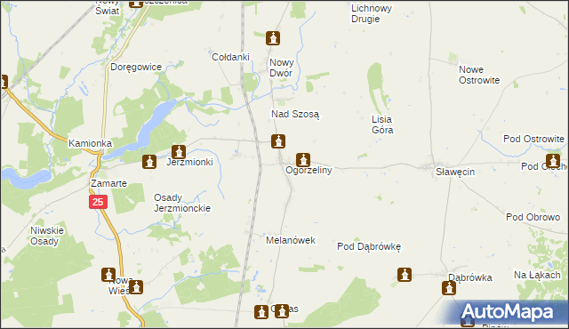 mapa Ogorzeliny, Ogorzeliny na mapie Targeo