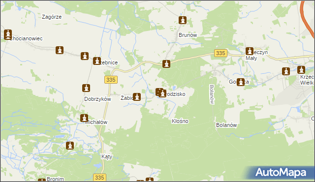 mapa Ogrodzisko gmina Chocianów, Ogrodzisko gmina Chocianów na mapie Targeo