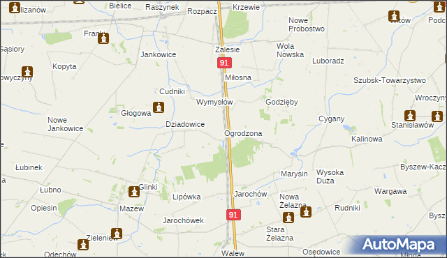 mapa Ogrodzona gmina Daszyna, Ogrodzona gmina Daszyna na mapie Targeo