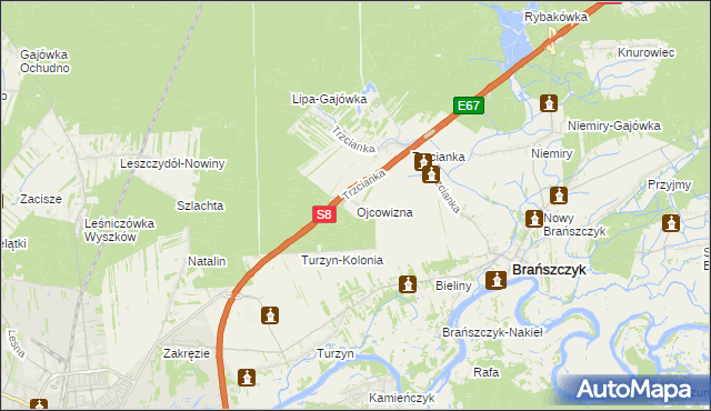 mapa Ojcowizna, Ojcowizna na mapie Targeo