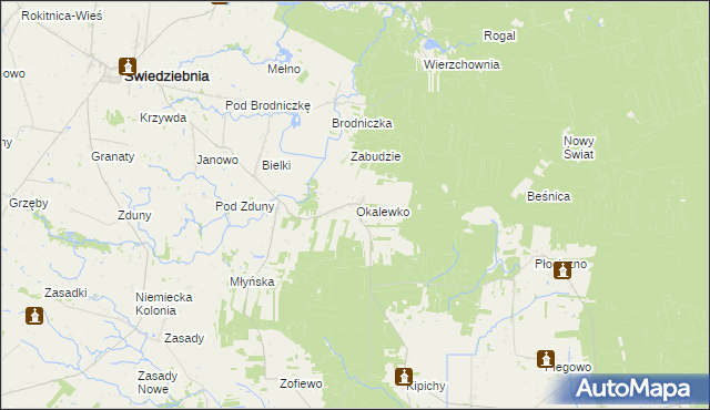 mapa Okalewko, Okalewko na mapie Targeo