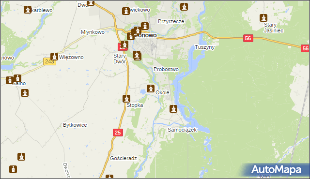 mapa Okole gmina Koronowo, Okole gmina Koronowo na mapie Targeo