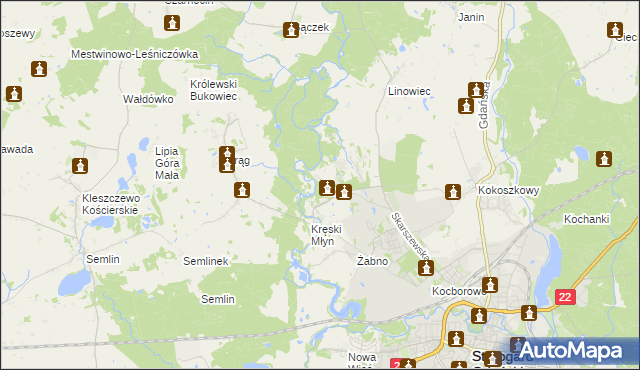 mapa Okole gmina Starogard Gdański, Okole gmina Starogard Gdański na mapie Targeo