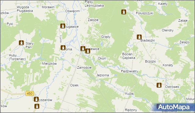 mapa Okoń, Okoń na mapie Targeo