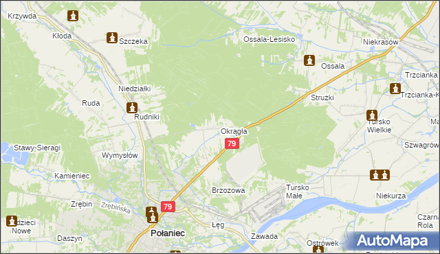 mapa Okrągła, Okrągła na mapie Targeo