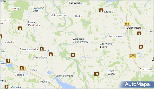 mapa Okrągłe gmina Jeleniewo, Okrągłe gmina Jeleniewo na mapie Targeo