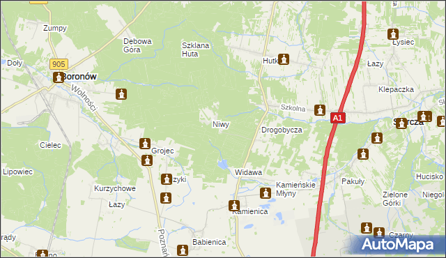 mapa Okrąglik gmina Woźniki, Okrąglik gmina Woźniki na mapie Targeo