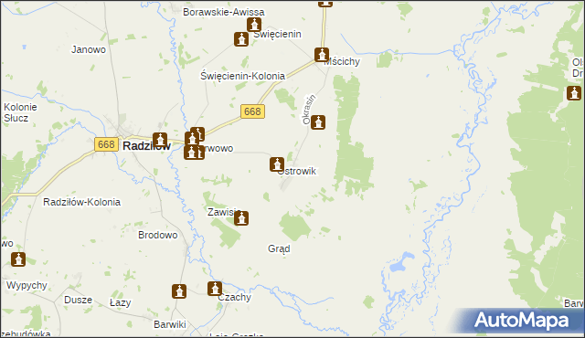 mapa Okrasin gmina Radziłów, Okrasin gmina Radziłów na mapie Targeo