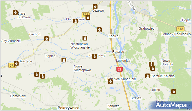 mapa Olbrachcice gmina Pokrzywnica, Olbrachcice gmina Pokrzywnica na mapie Targeo