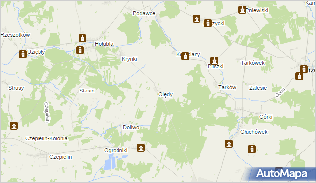 mapa Olędy gmina Mordy, Olędy gmina Mordy na mapie Targeo